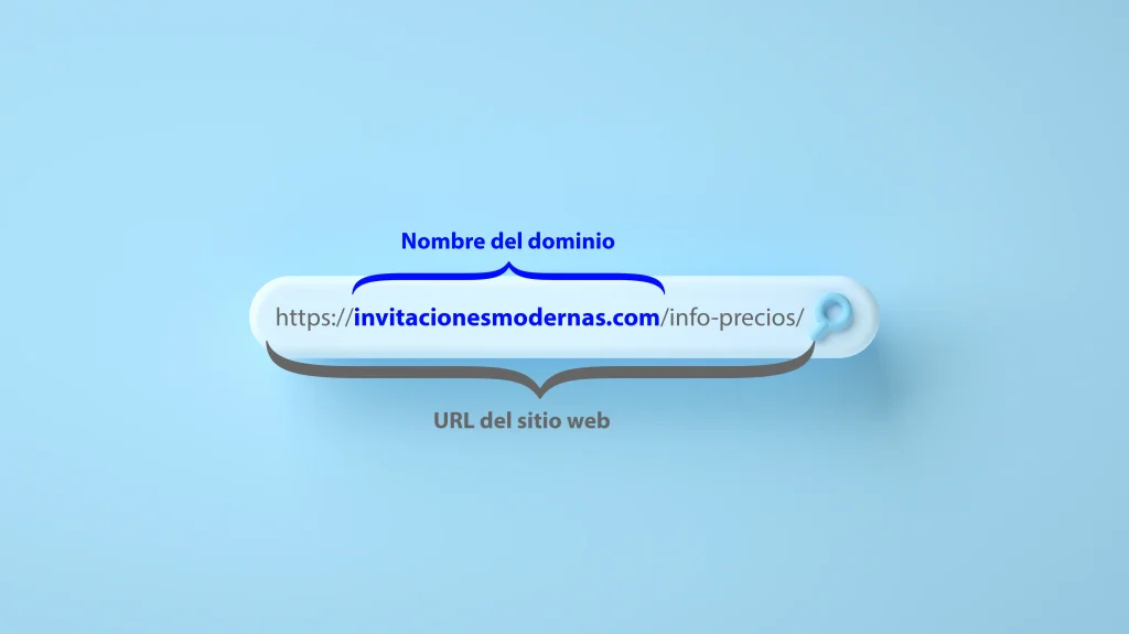 3d illustration blank web search bar on blue back dominio y url